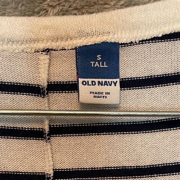 Old Navy Women Nautical Preppy Oversized Cozy Knit Navy Blue Striped Shirt S - Picture 7 of 13